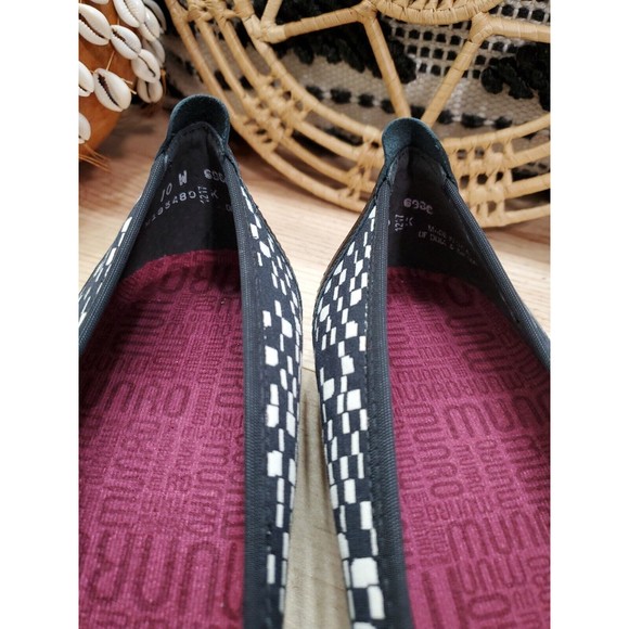 Munro Henlee Ballet Dress Flats Shoes Cap Toe Black Cream Check Women's 10W EUC - Picture 8 of 13